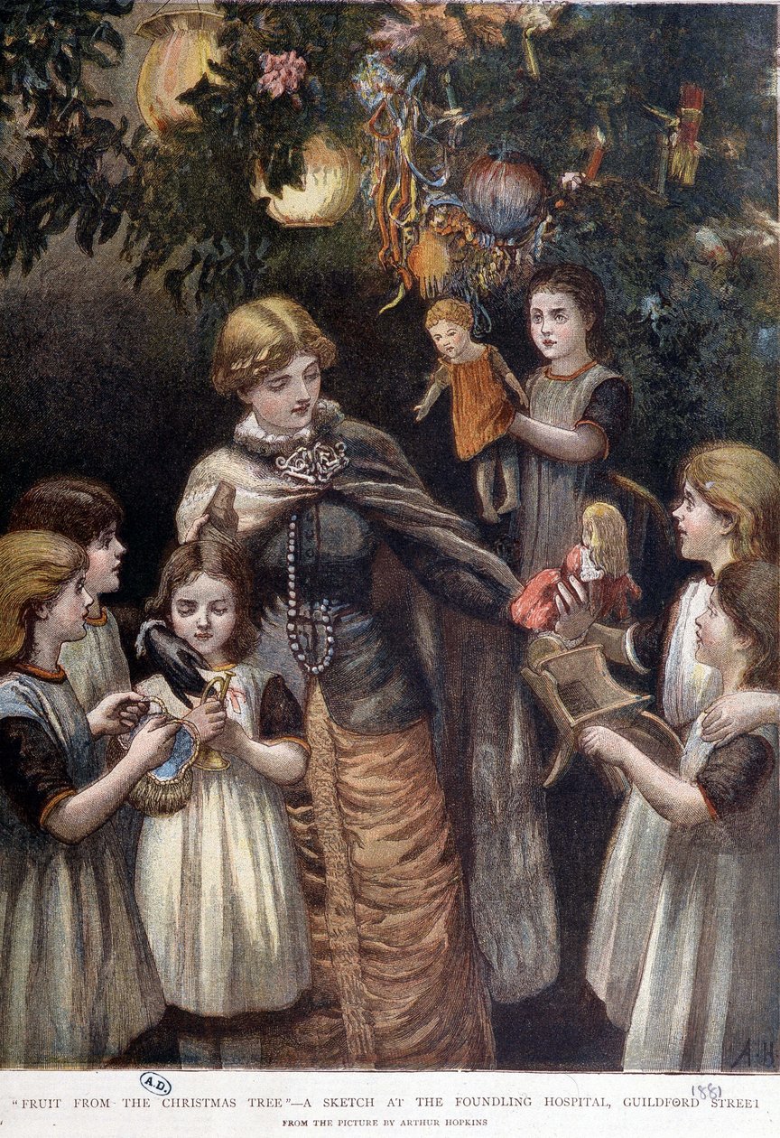 Juletreet til fattige barn, London, slutten av 1800-tallet av Unknown artist