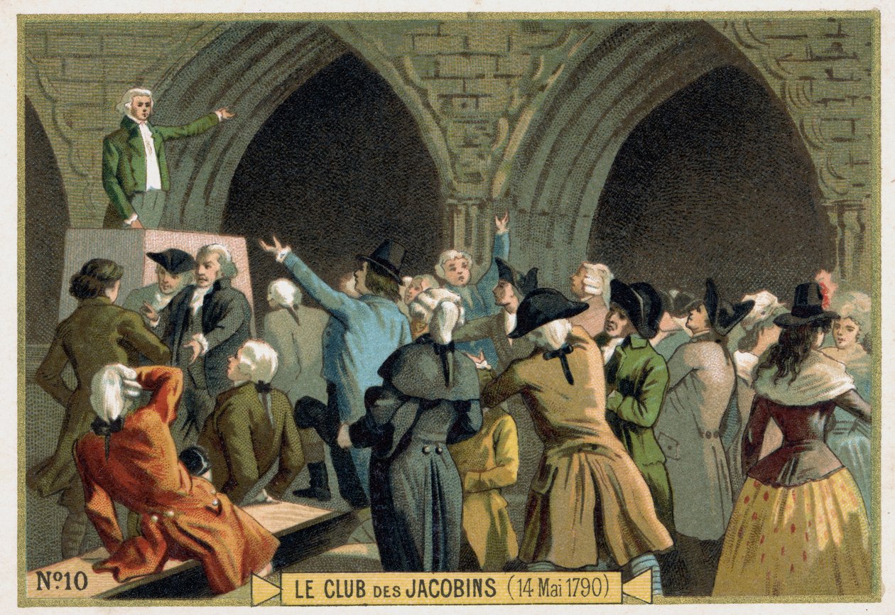 The Club of Jacobins (14.05.1790). 1800-talls kromolitografi. av Unknown artist