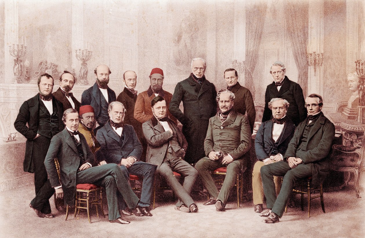 Paris-kongressen var en fredskonferanse som ble holdt i Paris, Frankrike, i 1856, mellom representanter for stormaktene i Europa for å slutte fred etter den nesten tre år lange Krimkrigen - Krimkrigen (1853-1856): legater som representerte individuelle mak av Unknown artist