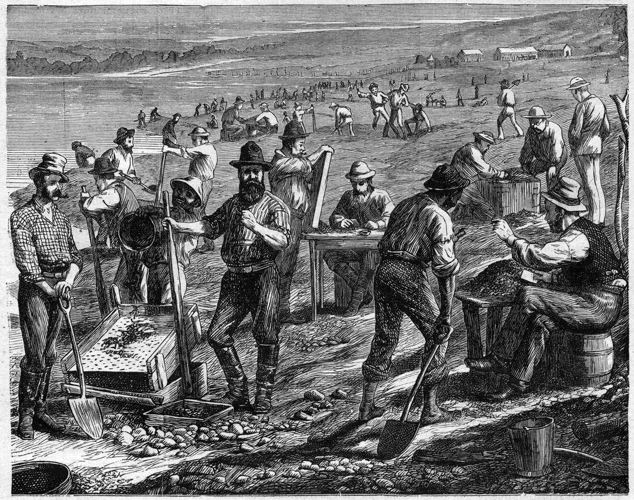 The Diamond Fields at the Cape - Washing for Diamonds - Wash diamonds in South Africa in the 19th century. av Unknown artist