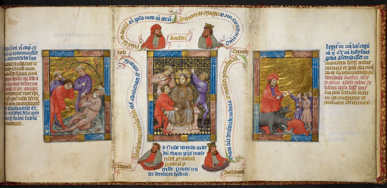 Noahs drukkenskap; hån mot Kristus; barn som håner profeten Elisja. av Unknown artist