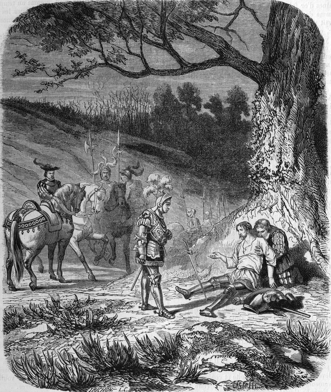 Hertugen av Bourbon og Bayard dør av Unknown artist