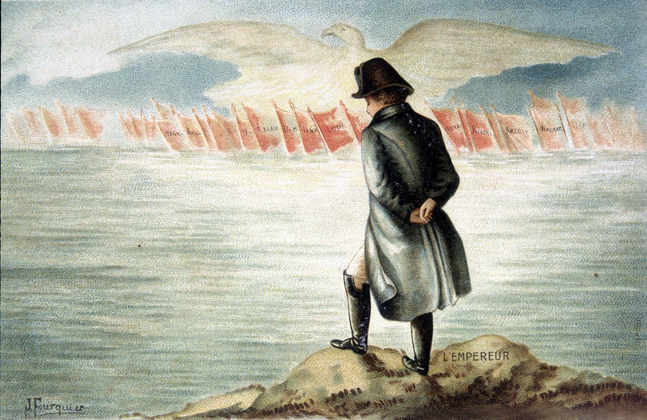 Keiseren til St. Helena. 1800-talls kromolitografi. av Unknown artist