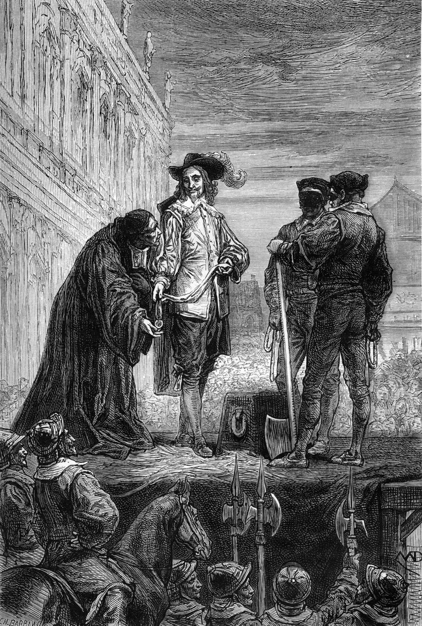 Henrettelsen av kong Charles den første - henrettelsen av kong Charles I Stuart av England (1600-1649) en Whitehall - Kongen gir halskjedet sitt til festen ved å si "" Husk-du"" - gravering i "The History of England, fra The Most Retarse Times"" av av Unknown artist