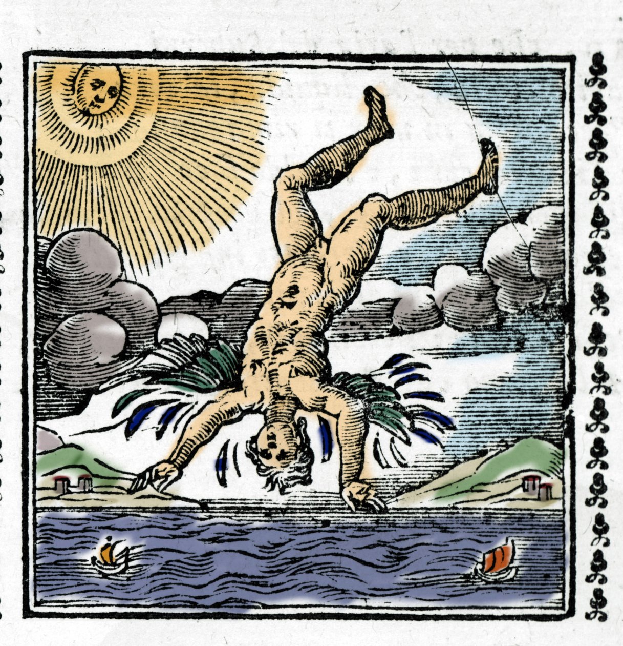 The Fall of Icarus - The Fall of Icarus. Fargerik Xylografi. Det 16. århundre. av Unknown artist