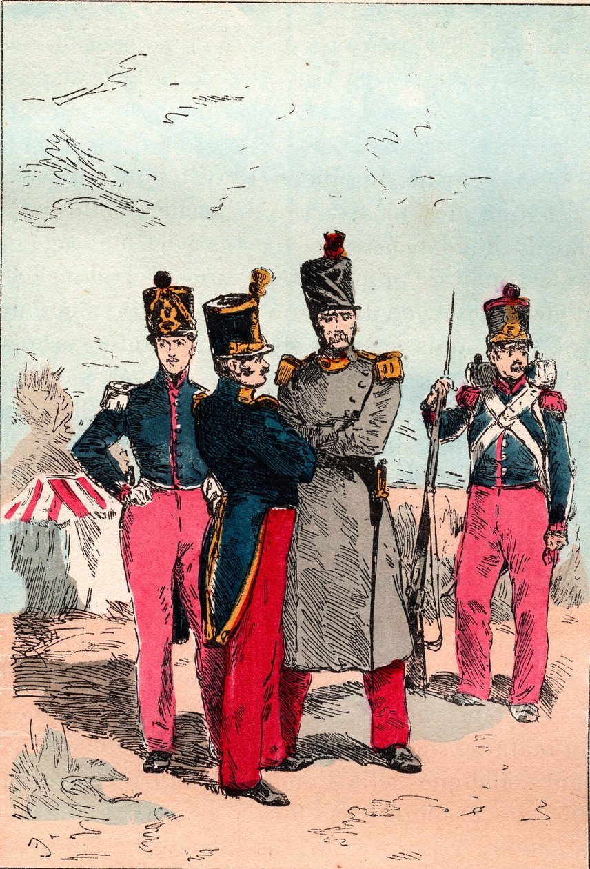 The French Armee under the Reign of Louis Philippe from 1830 to 1848 - Line - Engraving from 1882 in “Histoire de dix ans: 1830-1840”” Louis-Blanc (1811-1882) av Unknown artist