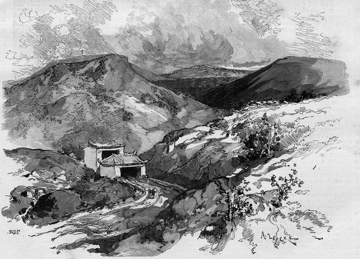 The Gate of China på Tonkin-grensen. Gravering i "The Illustrous World"" 1885. av Unknown artist