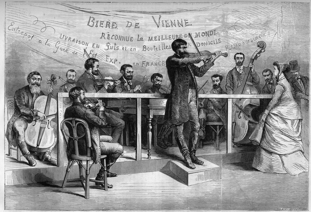 The Gypsies, et orkester av ungarske musikere på verdensutstillingen i 1867. av Unknown artist