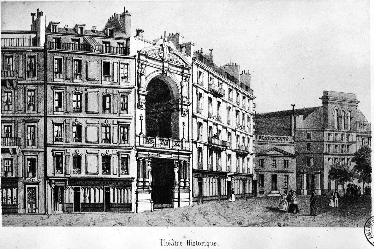 Det historiske teateret på 1800-tallet - gravering, Carnavalet.¿ av Unknown artist