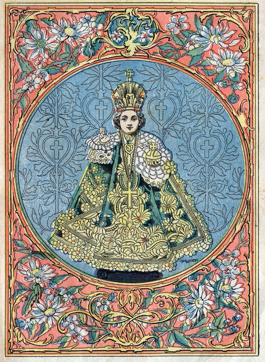 The Infant Jesus of Prague - Child Jesus of Prague - illustrasjon av slutten av 1800-tallet av Unknown artist