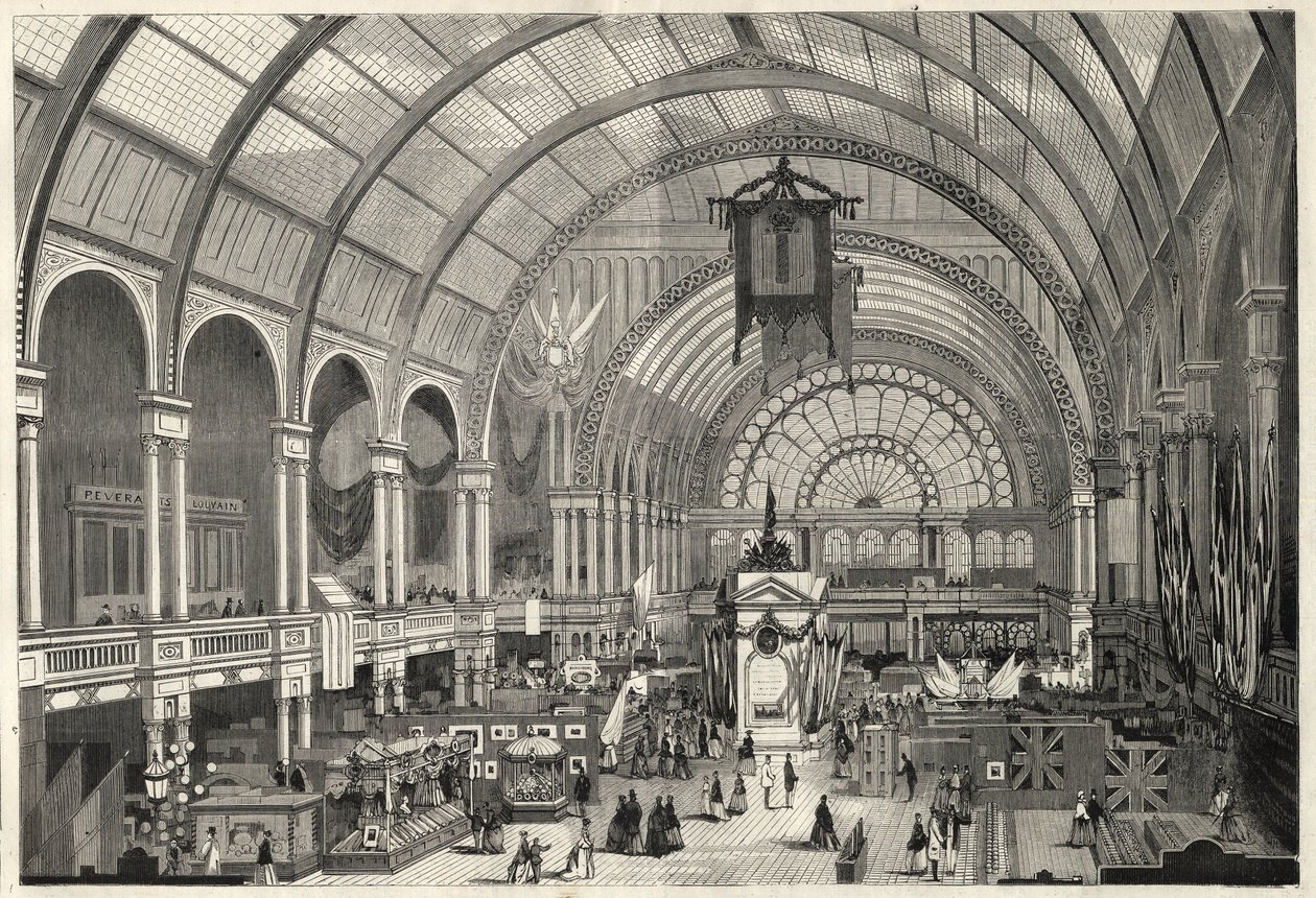 Den internasjonale utstillingen i Amsterdam 1869 - Innvendig utsikt over det internasjonale utstillingspalasset av Unknown artist