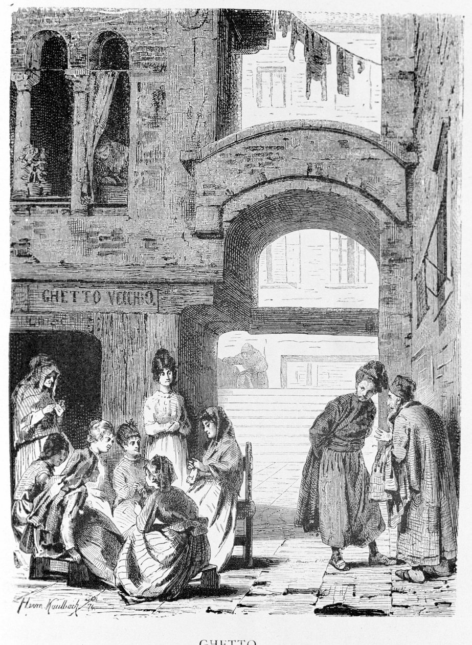Den jødiske ghettoen i Venezia på 1800-tallet. av Unknown artist