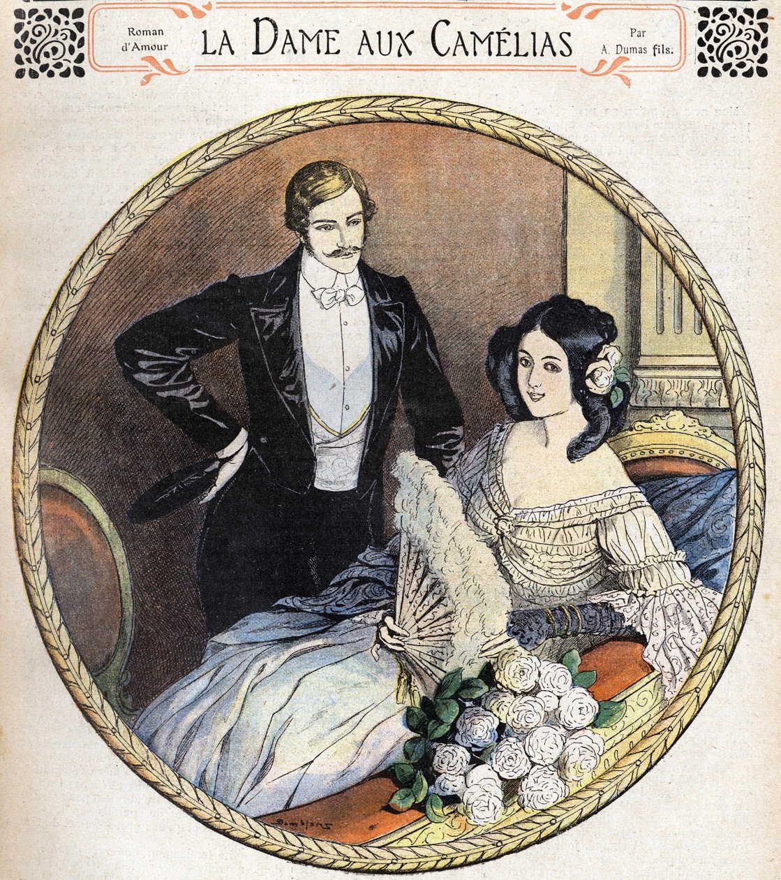 The Lady of the Camelias av Alexandre Dumas Jr., en illustrasjon på slutten av 1800-tallet etter journalen for romaner. av Unknown artist