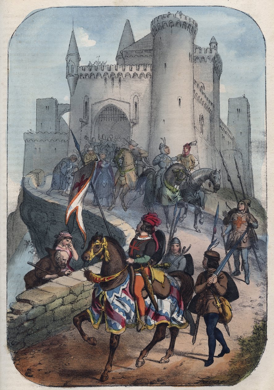 The Lombards depart for the first Crusade at the end of the 11th century - av Unknown artist