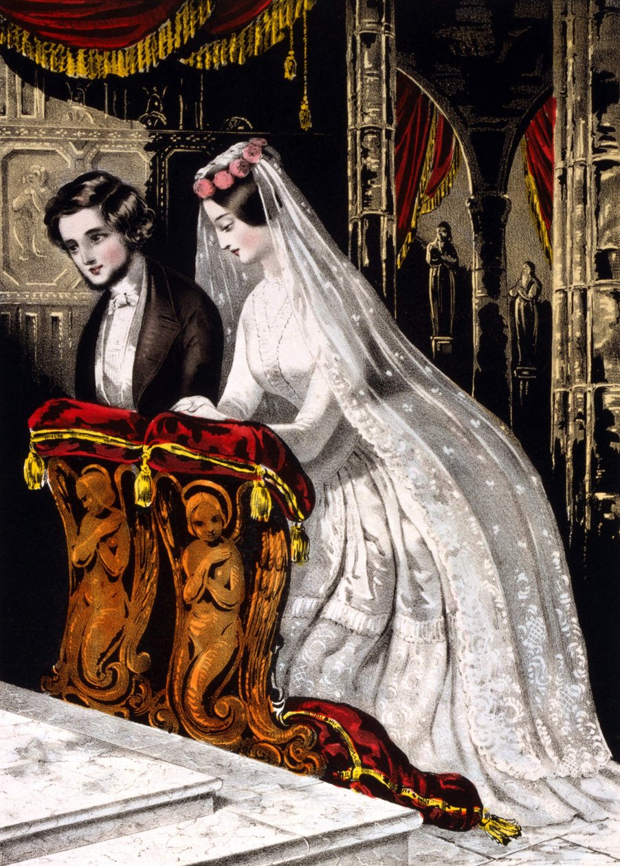 The Marriage (religiøst ekteskap), kromolitografi 1846. av Unknown artist