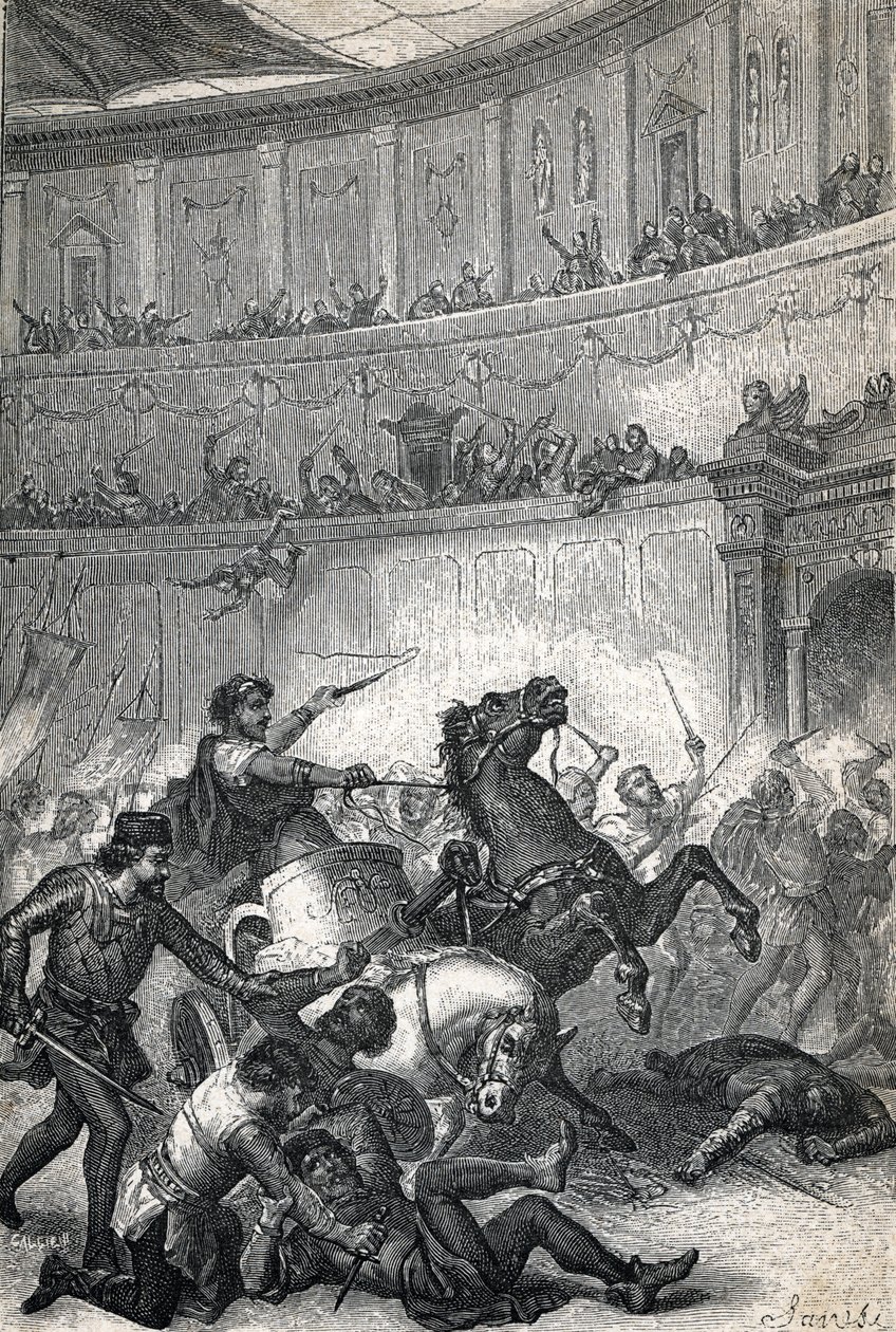 Massakren i Thessalonica i 390. Gravering 1884 av Unknown artist
