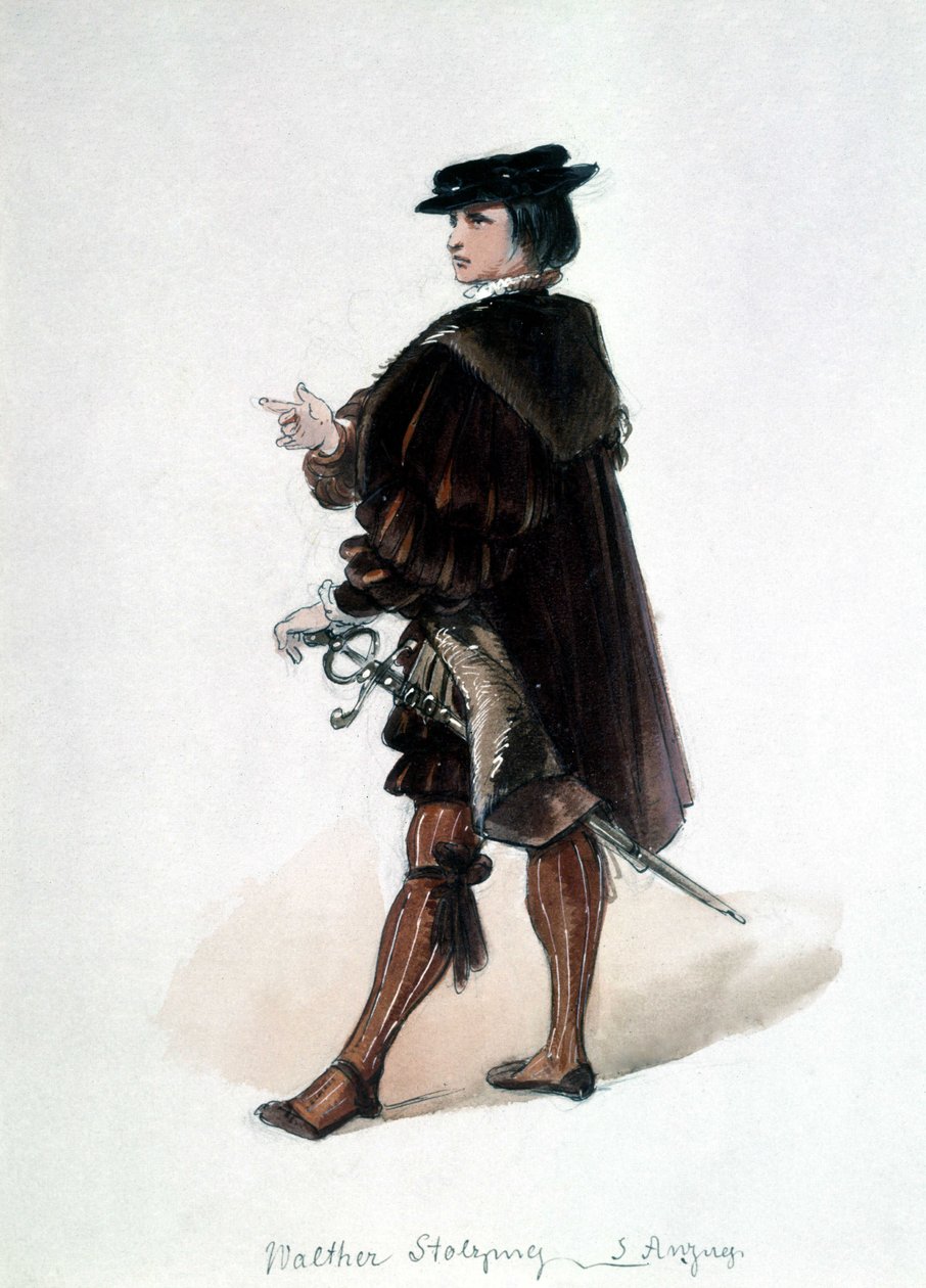 The Master Singers of Nuremberg (Die Meistersinger von Nürnberg), opera skapt av Richard Wagner: kostyme av Walther von Stolzing for første forestilling. Wagner-museet Bayreuth. av Unknown artist