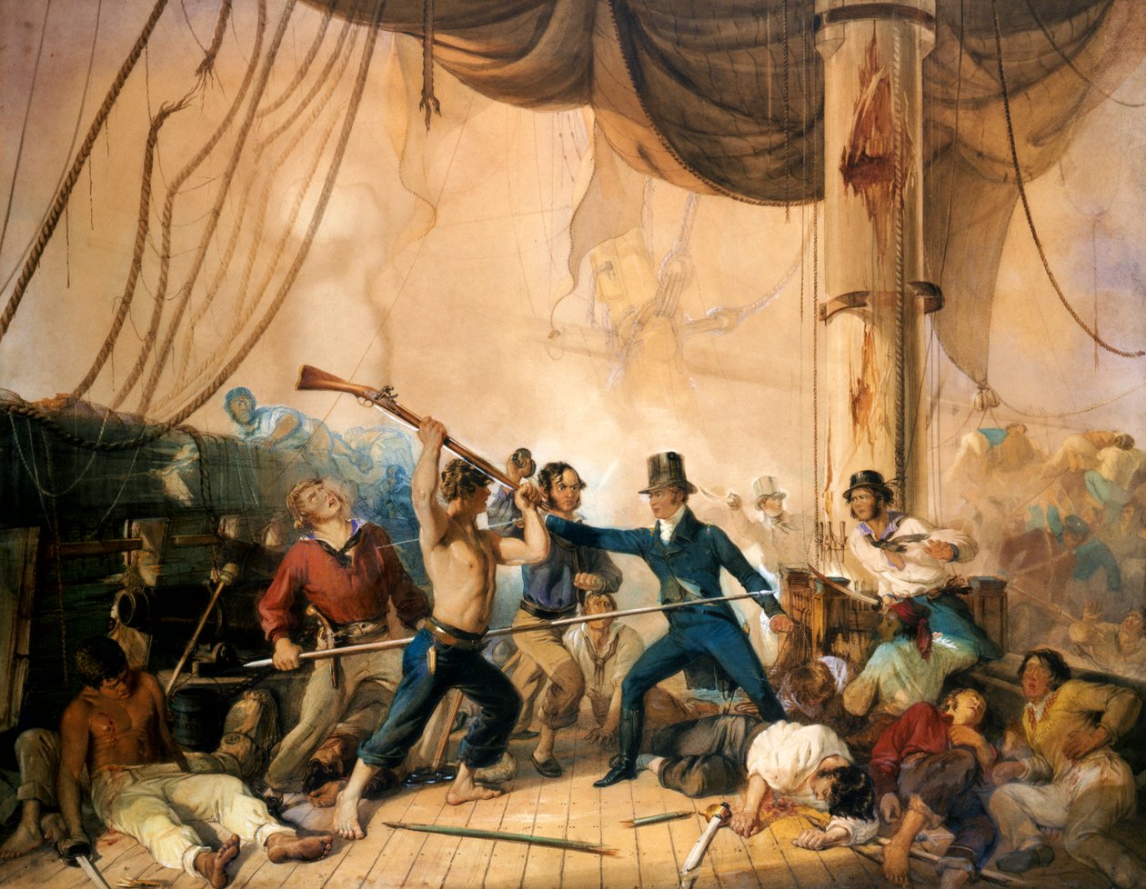 The Melee på dekket av Chesapeake, 1813 av Unknown