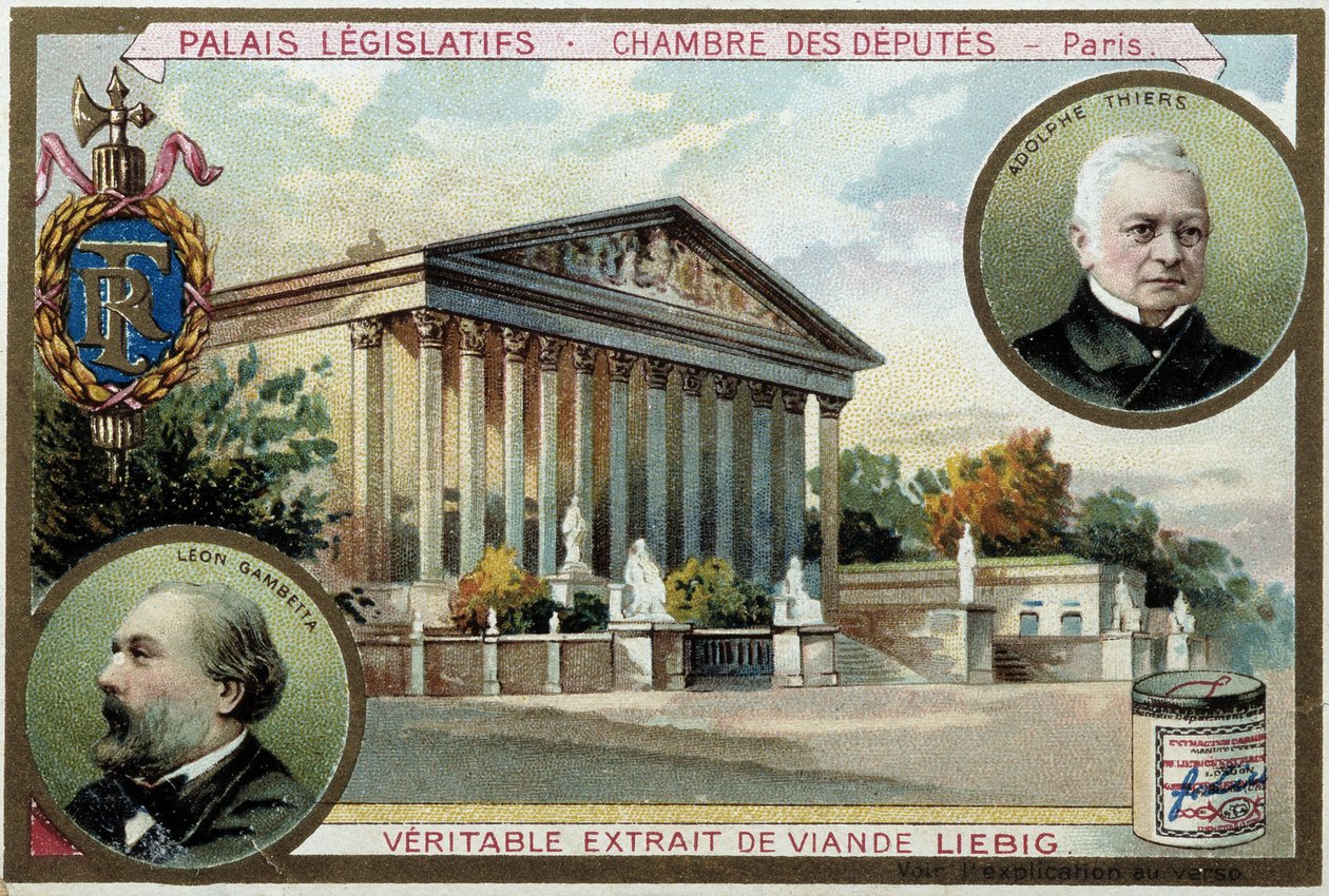 Nasjonalforsamlingen og portretter av Gambetta og Thiers - chromo. Liébig, deb. Det 20. århundre av Unknown artist