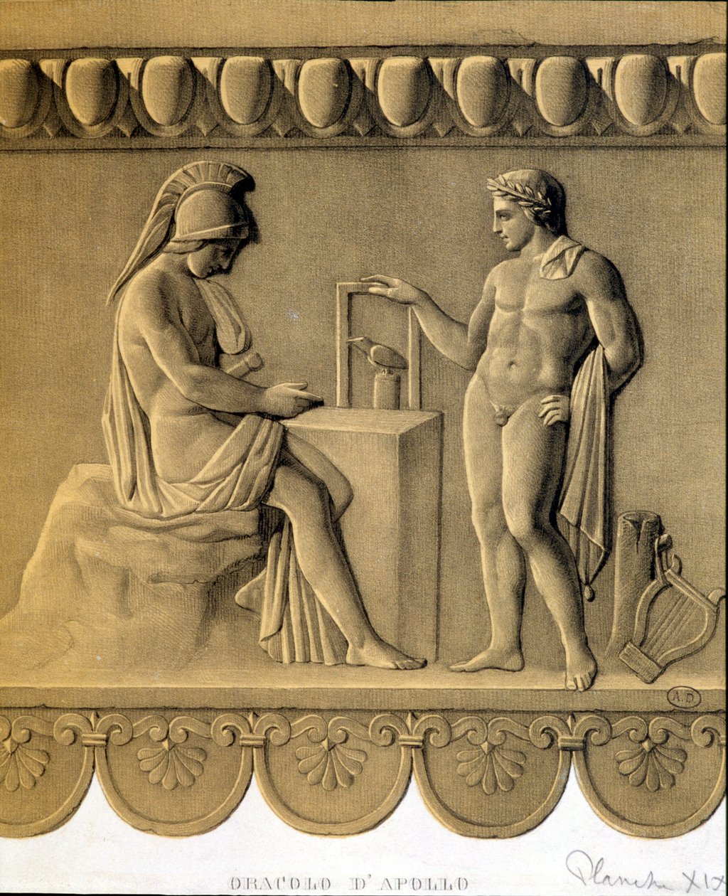 The Oracle of Apollo - faksimile av et gresk bas-relieff av Unknown artist