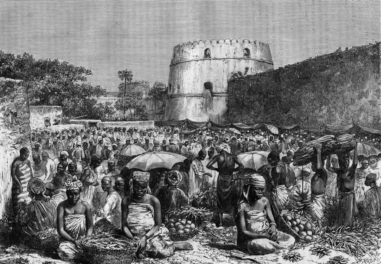 Place du Marche i Zanzibar på 1800-tallet i "Youth Journal" fra 1888. av Unknown artist