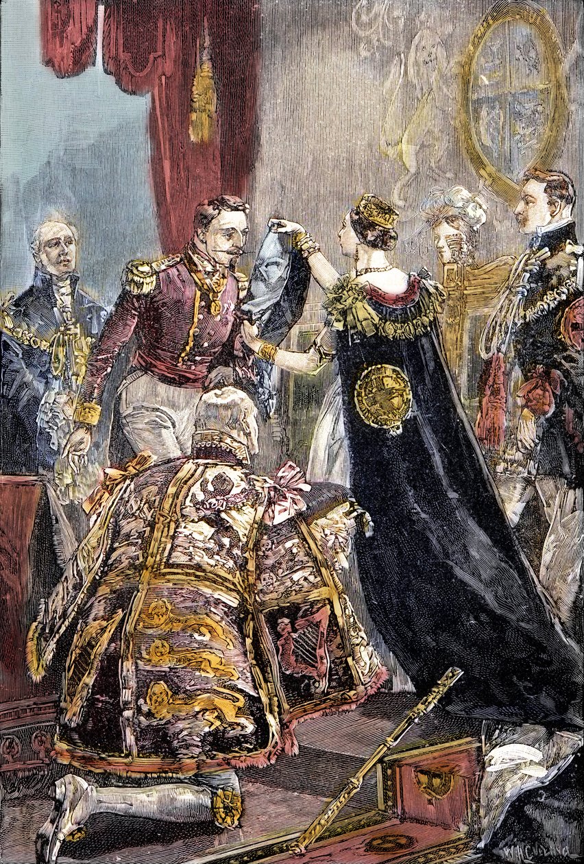 The Queen Victoria investing the Emperor of the French with the Order of the Garter at Windsor Castle av Unknown artist