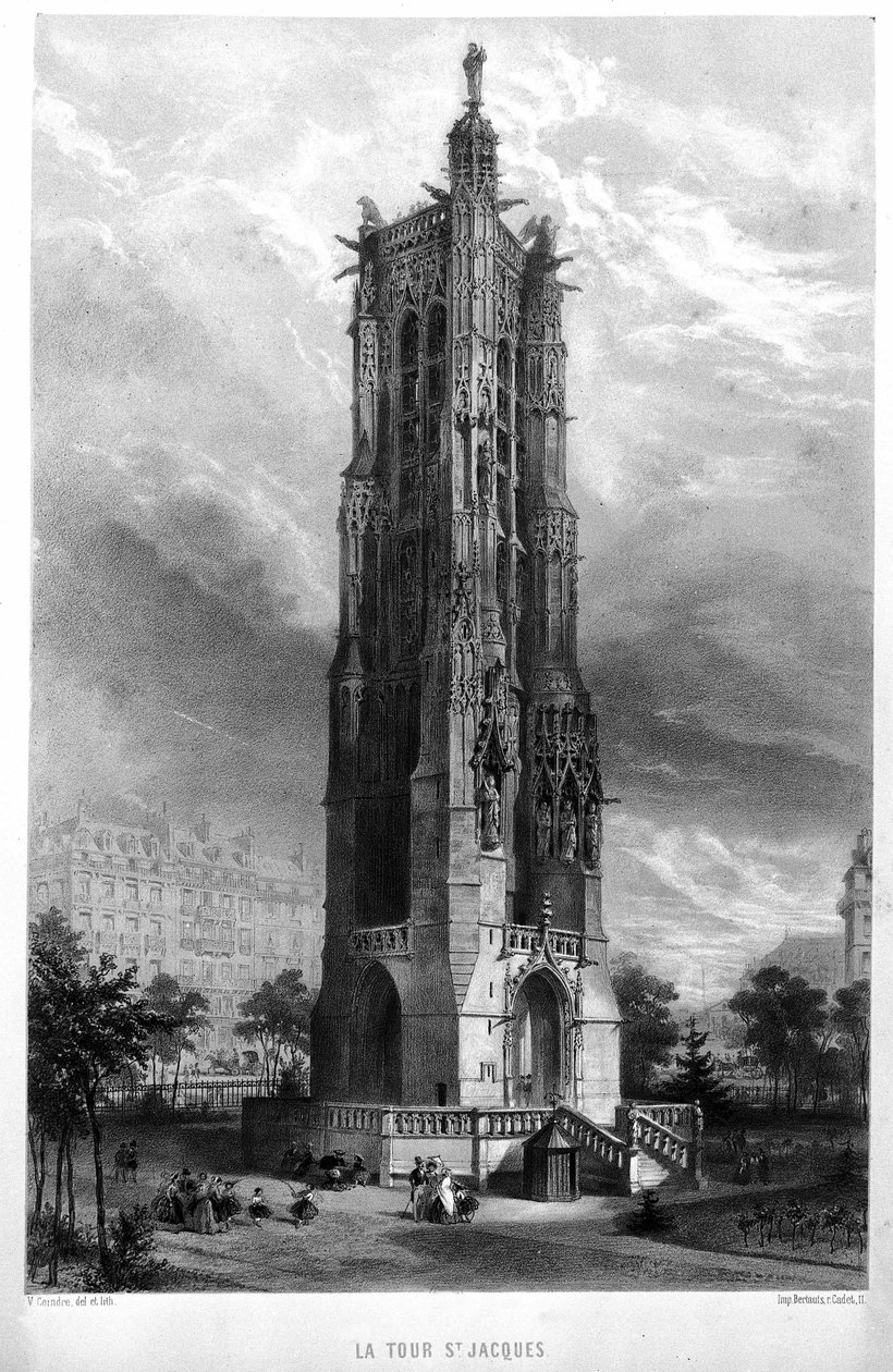 Saint Jacques Tower i Paris på 1800-tallet. av Unknown artist