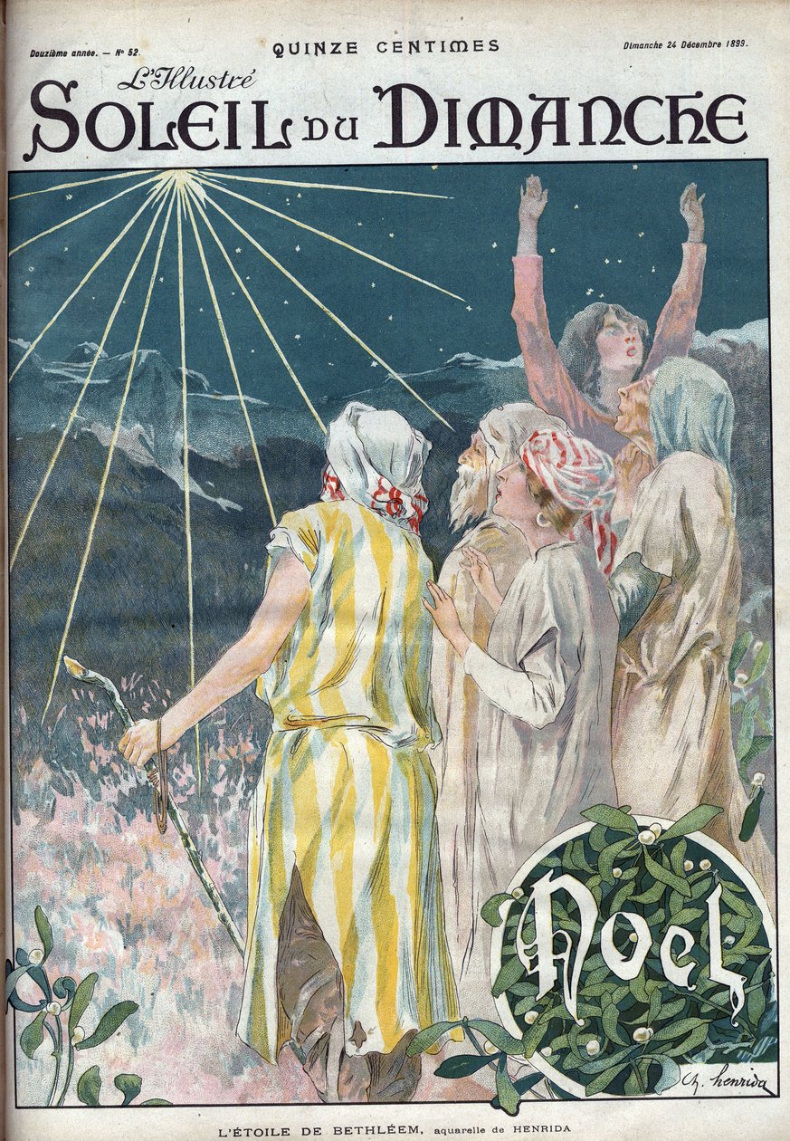 Stjernen i Betleem. Gravering i «The Sun-of-Sunday», 26. desember av Unknown artist