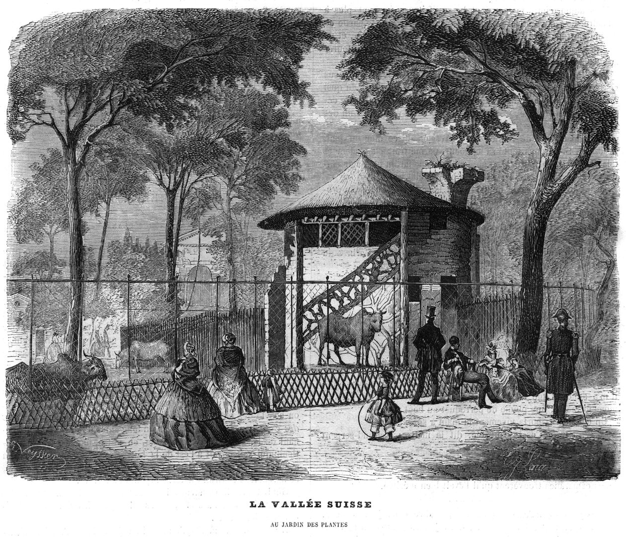 The Swiss valley in the garden of plants in Paris in 1858. av Unknown artist
