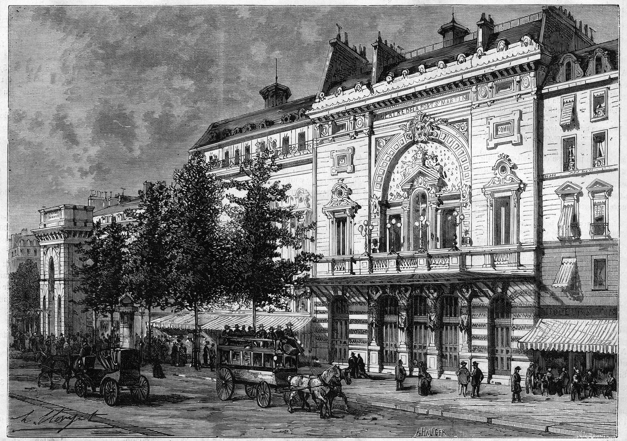 Theatre de la porte Saint Martin (Saint-Martin) i Paris i 1873. av Unknown artist