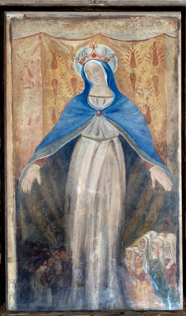 The Virgin, sentralt panel av Triptych (fresco av Unknown artist