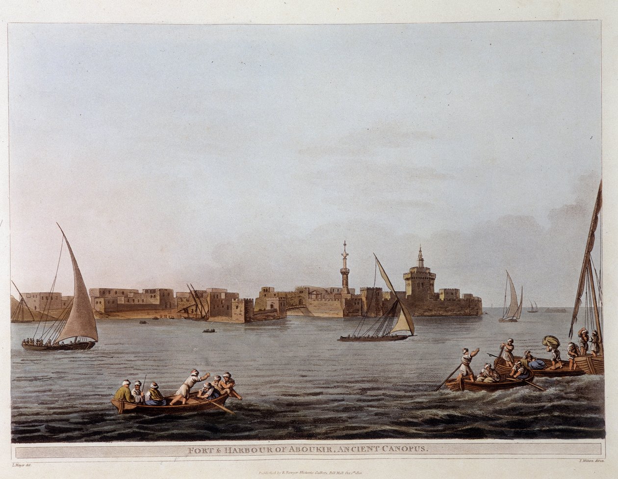 Murene og havnen i Aboukir (tidligere baldakin) - i "" Utsikt i Egypt, Palestina og andre deler av det osmanske riket"" av Unknown artist