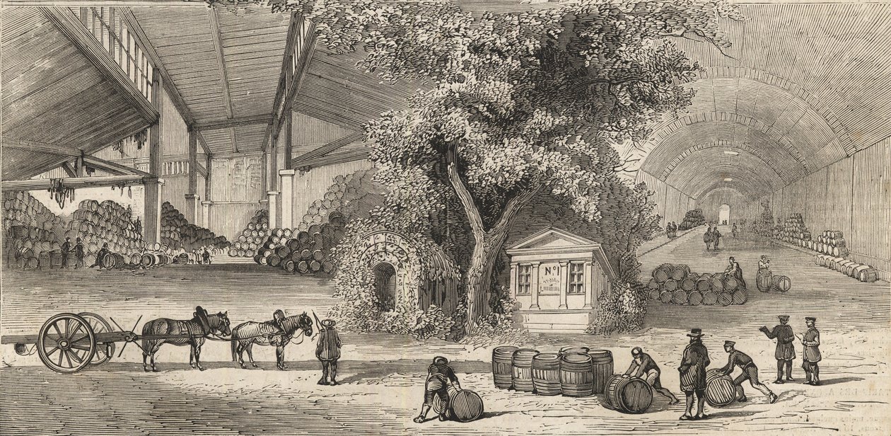 The Wines Warehouse i Paris i 1861 - Grotter - av Unknown artist