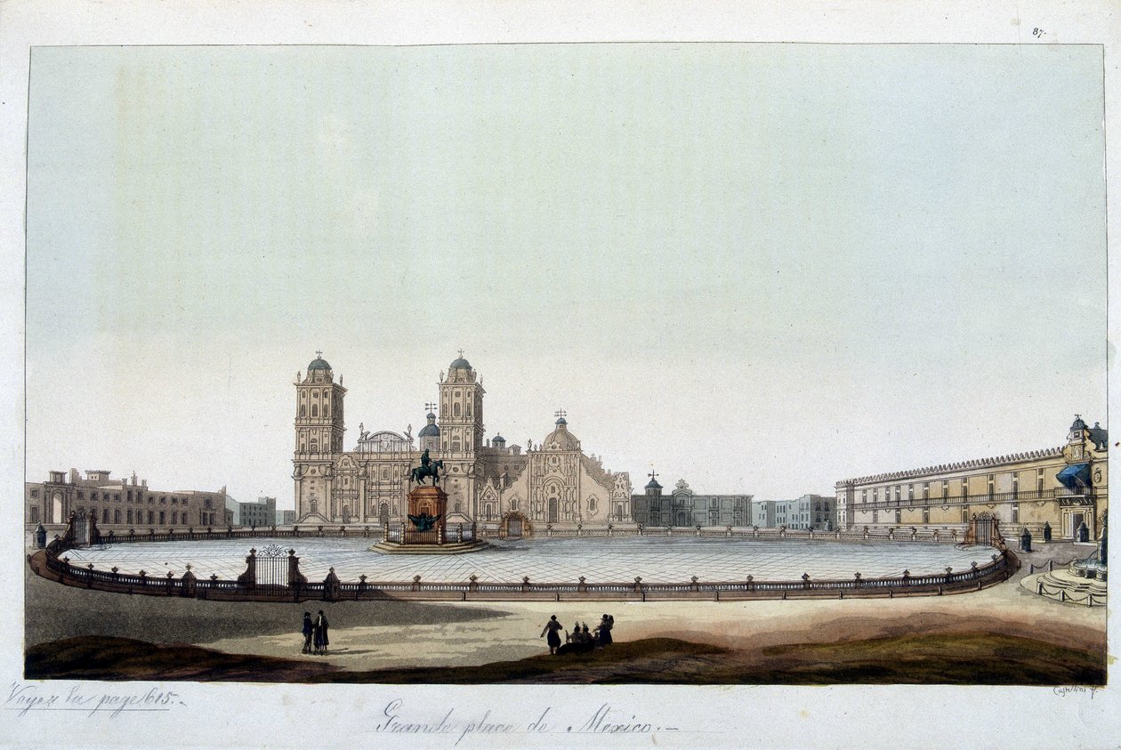 Zocalo: Det store torget i Mexico City. I "" Den gamle og moderne drakten"" av Unknown artist