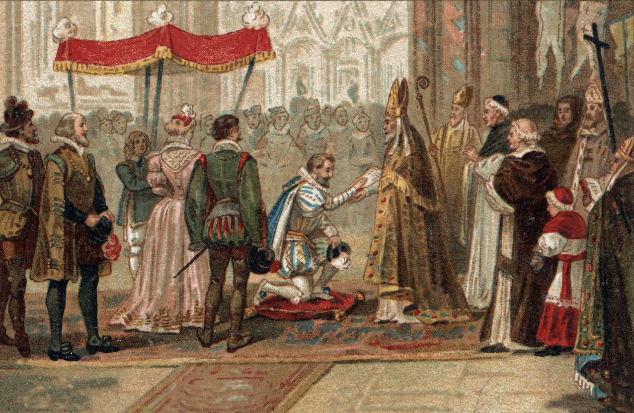 Abjureringen av Henrik IV, konge av Frankrike ved Saint Denis 25. juli av Unknown artist