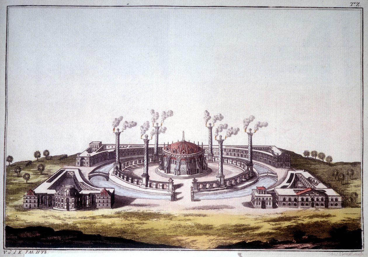 Den gamle byen Nineve, den eldgamle byen Assyria, som viser den imaginære utsikten over et assyrisk palass. av Unknown artist