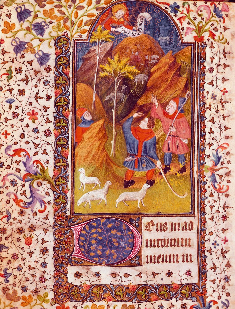 Kunngjøringen til gjetere Miniatyr fra Timeboken til Isabella av Castilla kjent som Isabella Iere den katolske (1451-1504) 1400-tallet Sevilla, Biblioteca Colombina av Unknown artist