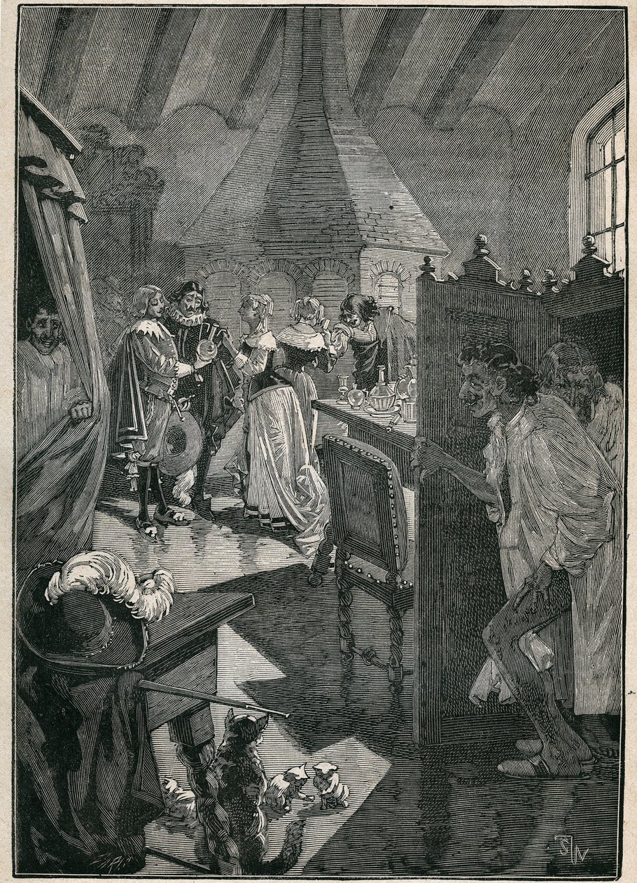 Glasskunsten: glassmakerne. Gravering fra 1885 i "" Les arts et metiers illustres"" av Adolphe BITARD. av Unknown artist