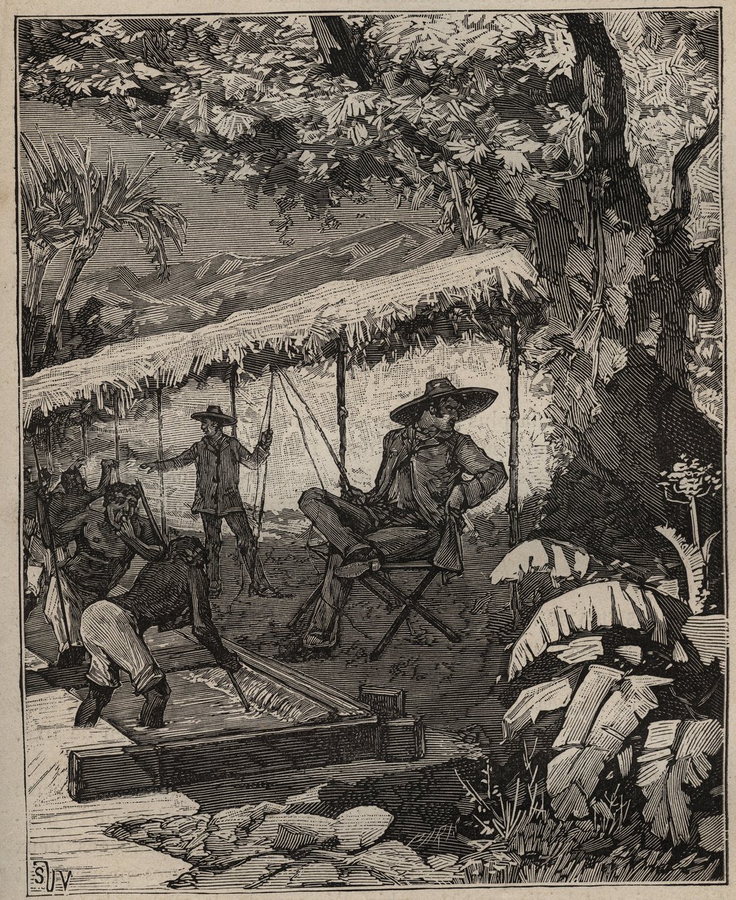 The art of lapidary: Vasking av diamanter i Brasil i "" Les arts et métiers illustrés" av Adolphe BITARD i 1885 (gravering) av Unknown artist