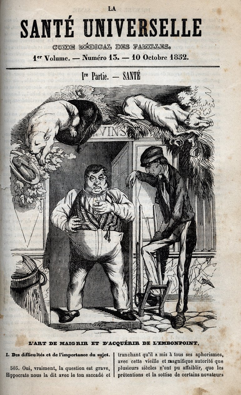 Kunsten å gå ned i vekt og gå opp i vekt - gravering i "La Sante Universelle - Guide Medical des Familles"" 1852 av Unknown artist