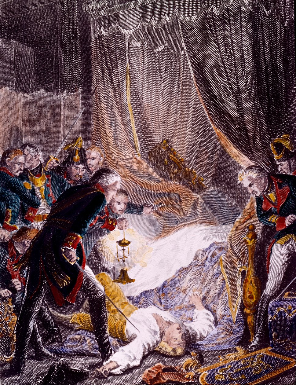 Attentatet på Paul I Petrovich (1754-1801), russisk tsar på rommet hans i Saint Michael