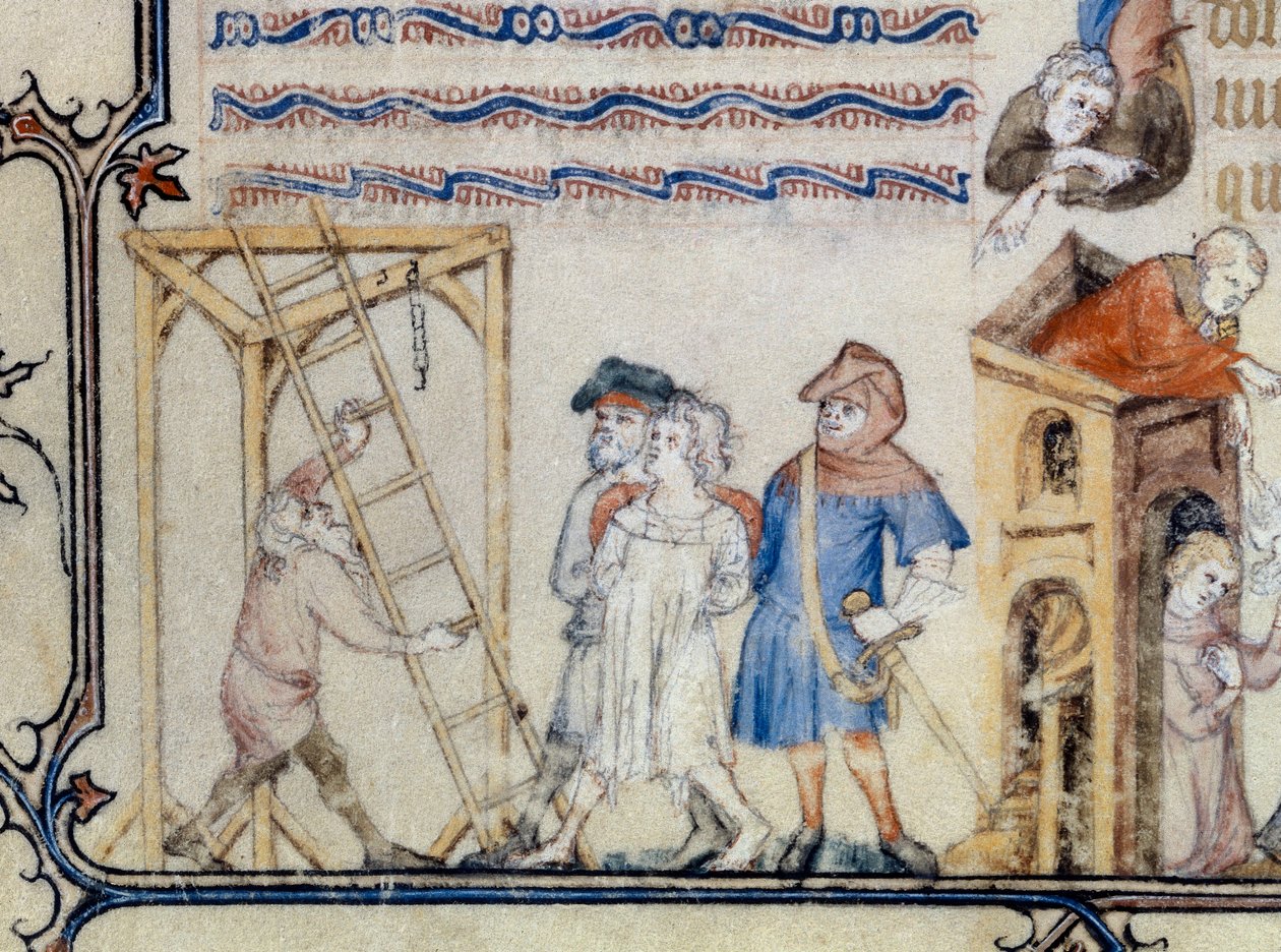 "Balladen om de hengte". Miniatyr som illustrerer diktet til Francois de Moncorbier dit Villon (1431/1432-1463). 1400-tallet (miniatyr) av Unknown artist