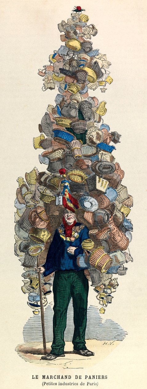 Kurvhandleren i Paris på 1800-tallet - privat samling av Unknown artist