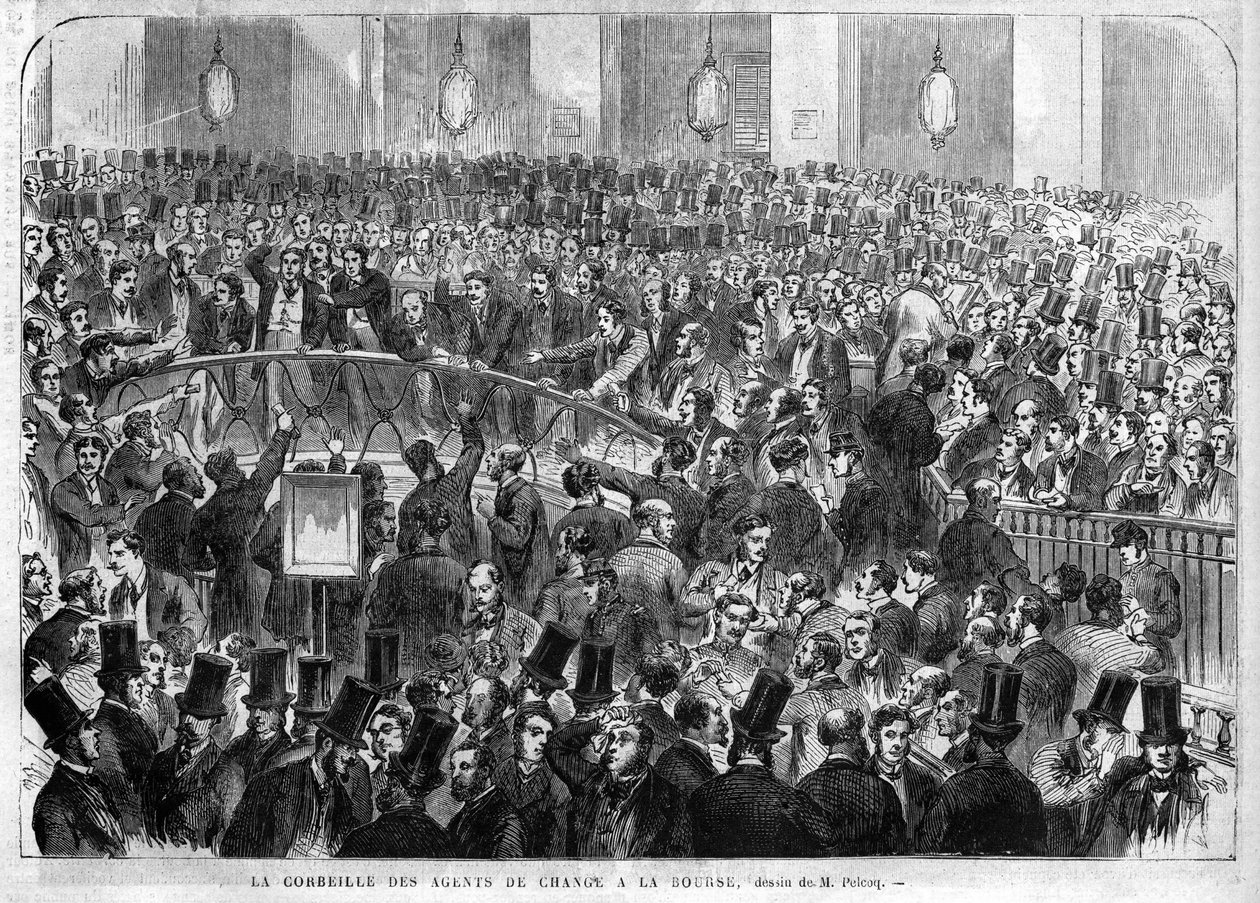 Kurven med bytteagenter på Paris-børsen i 1867. av Unknown artist