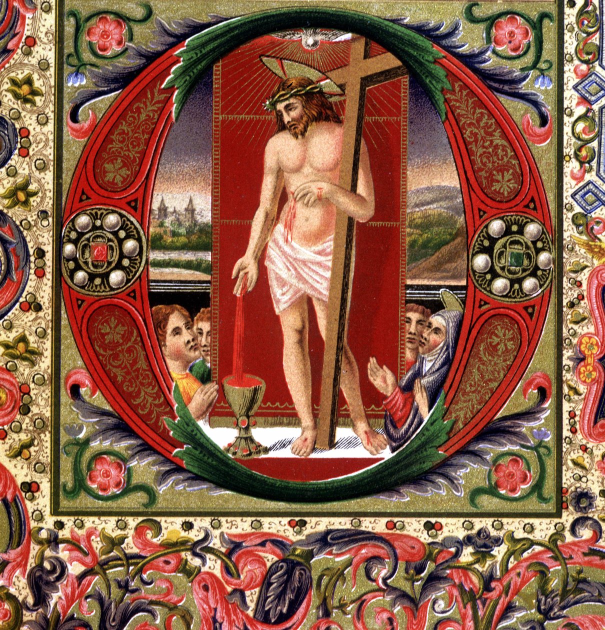 Jesu Kristi blod. 1800-talls kromolitografi. av Unknown artist