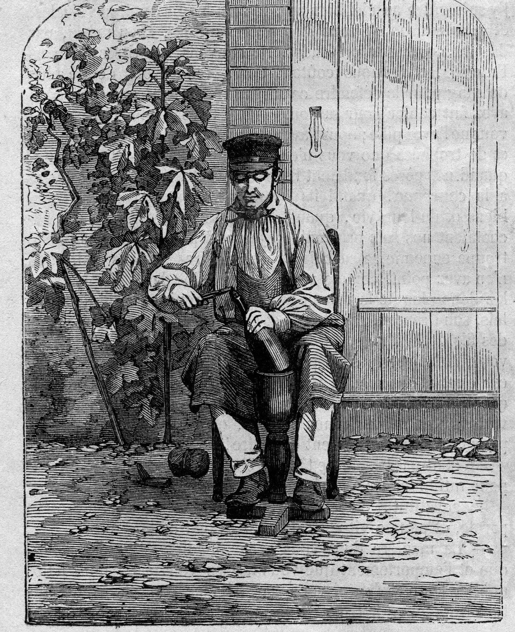 Tapping av champagnevin. Gravering fra 1864. av Unknown artist