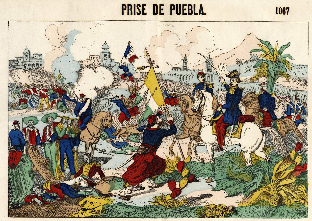 The capture of Puebla on May 17 av Unknown artist