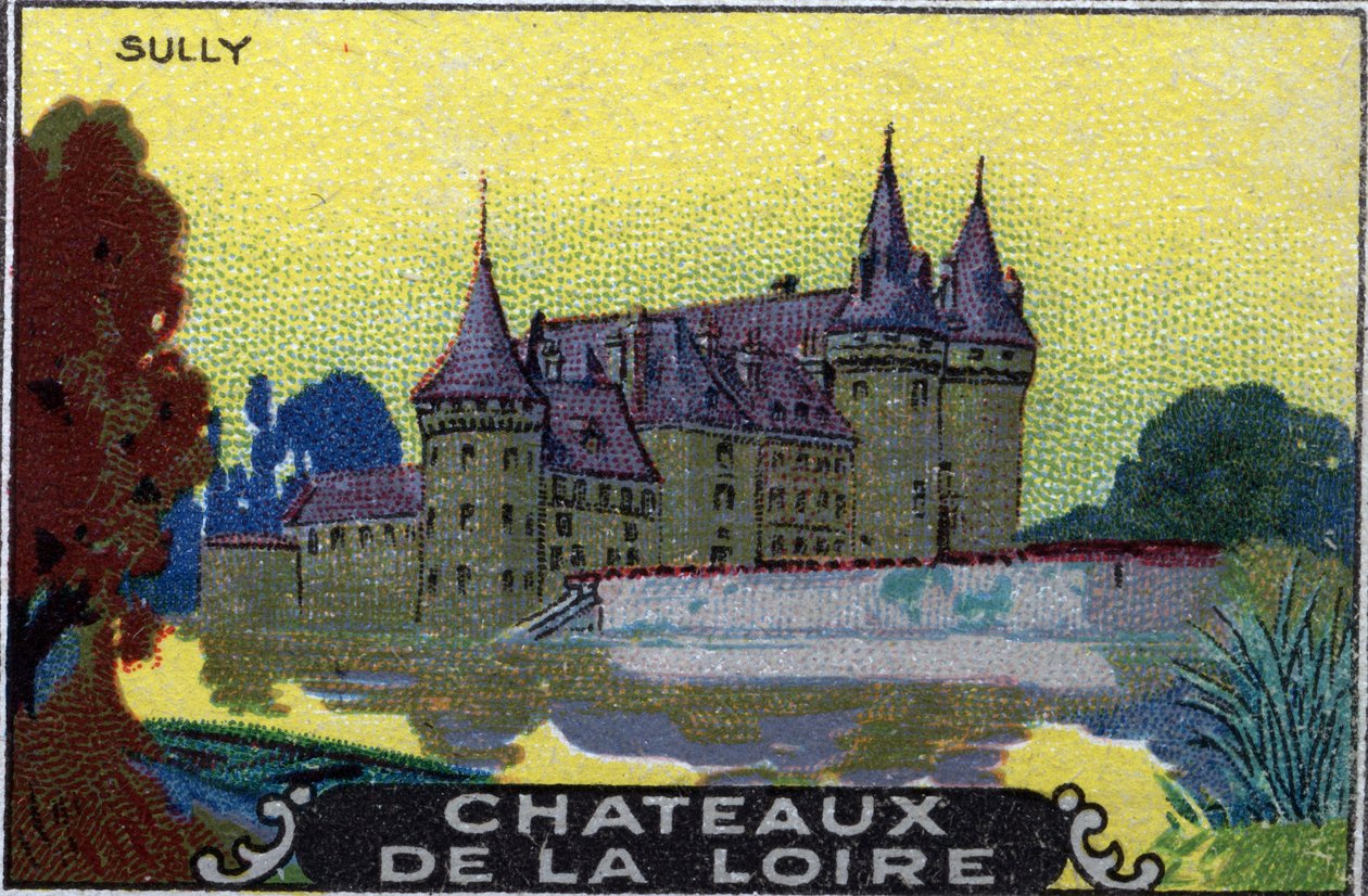 Slottene i Loire: slottet i Sully, begynnelsen av 1900-tallet (kromo) av Unknown Artist