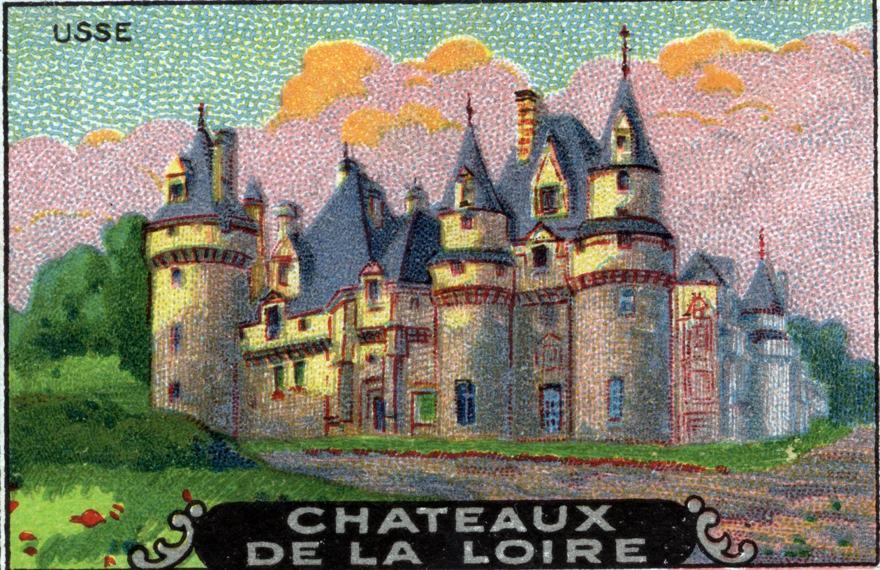 Slottene i Loire: slottet d#39;Use i Rigny, begynnelsen av 1900-tallet (kromo) av Unknown Artist