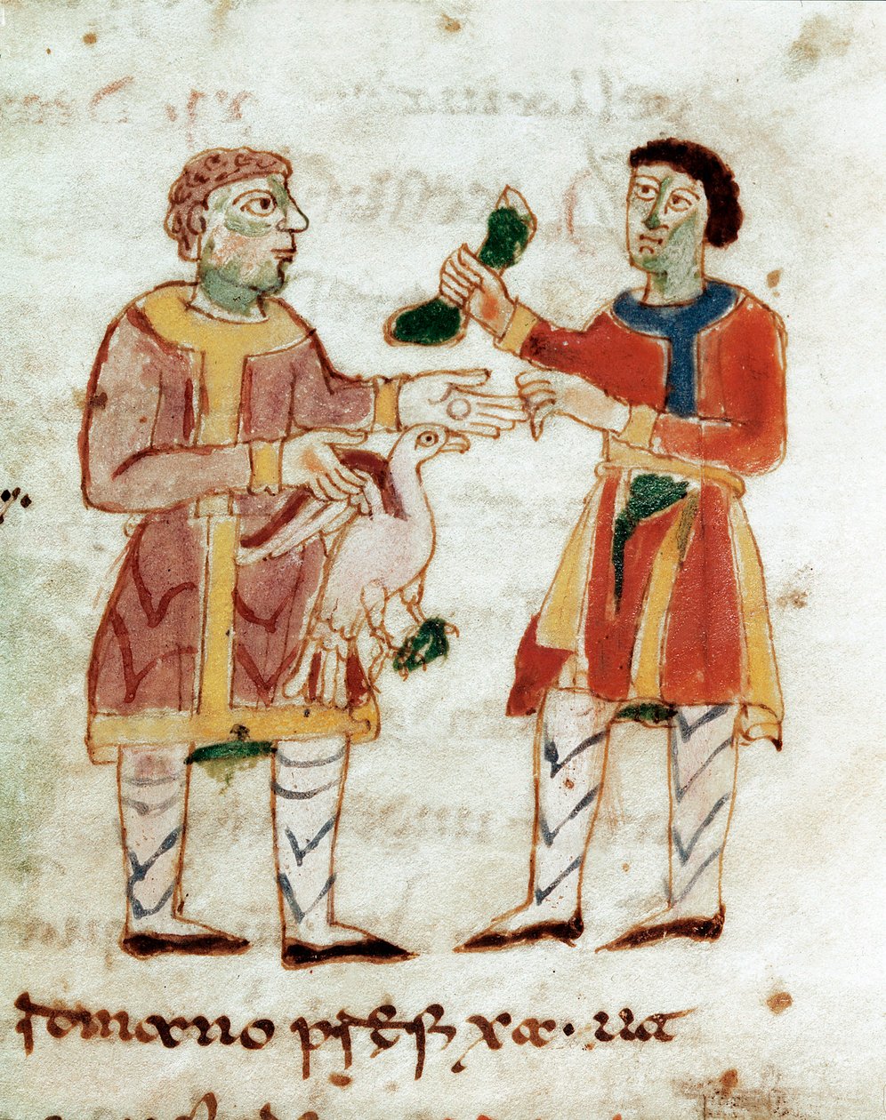 Kyllingselgeren (miniatyr, 900-tallet) av Unknown artist